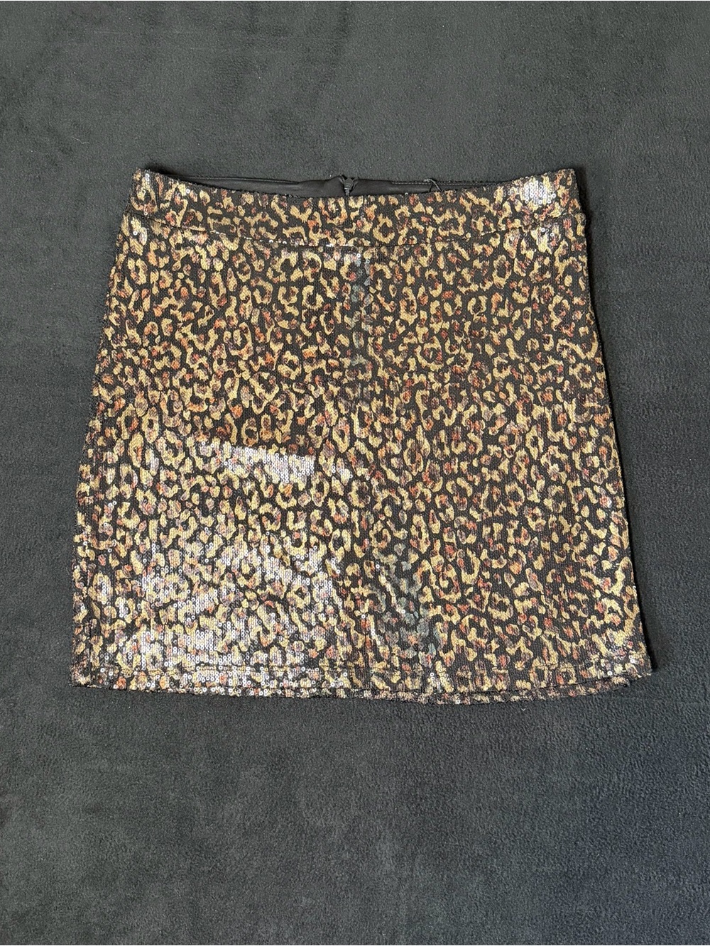 Studio F Womenโs Animal Print Sequined Mini Skirt Size 12 Made In Colombia